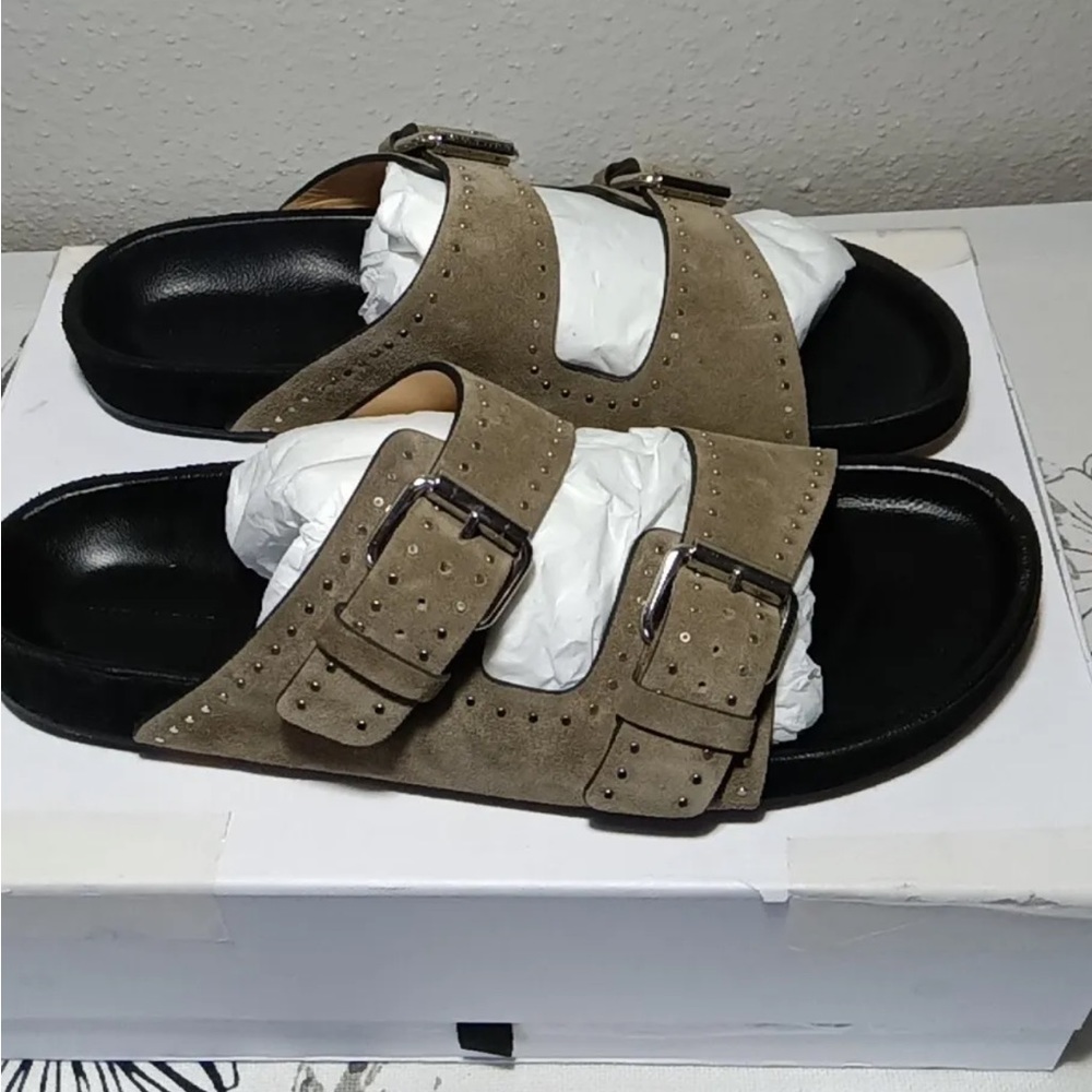Isabel Marant Women's Sandals Beige Studded Leather Size 40 US 10